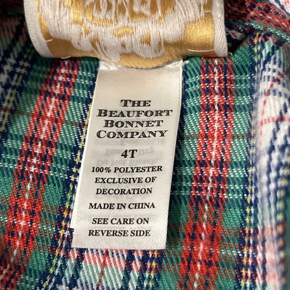 Beaufort Bonnet Robe Child Size 4T Blaylock Bath Eyelet Trim Plaid Blue Red